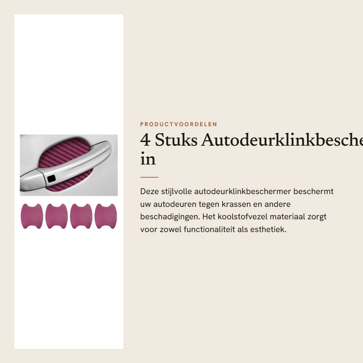 Dailygoods- Autodeurklinkbeschermer 4 Stuks - Universele Koolstofvezel - Anti-kras Beschermfolie - Zijverf Cover Guard - Eenvoudig te Verwijderen - Krasbestendig - Deurbescherming
