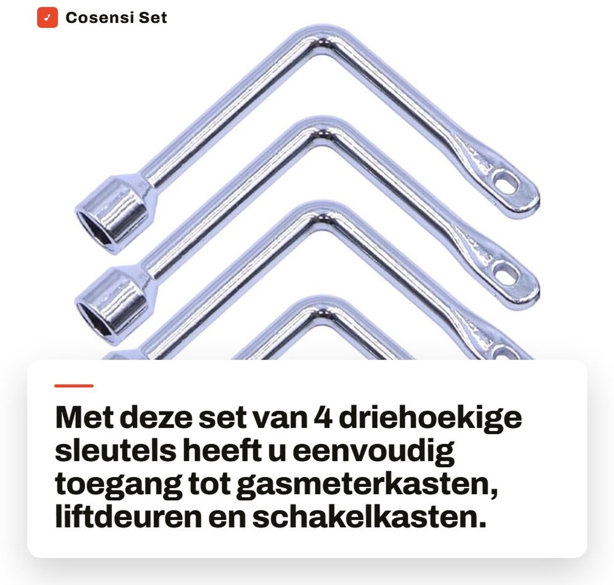 Dailygoods- Driehoekige Sleutel - 4 Stuks - Roestvrij Staal - Gebruiksvriendelijk - Slijtvast - Nauwkeurig Ontwerp - Voor Gasmeterkasten