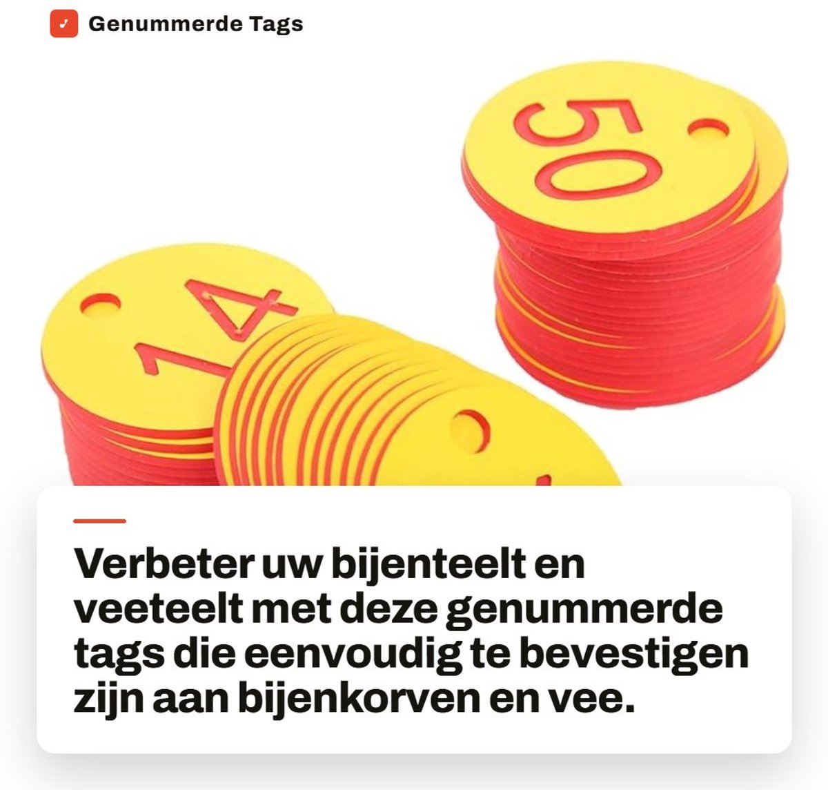 Dailygoods- Tags Genummerd 1-50 - Duurzame Markeringen - Bijenteelt - Veeteelt - Eenvoudige Bevestiging - Efficiënte Identificatie - Etiketten