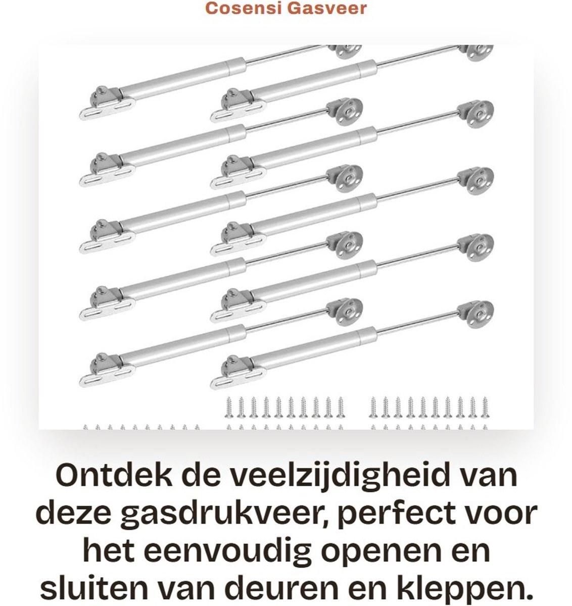 Dailygoods- Gasveer 100N - Hydraulische Gasdrukdemper - Lift Klepbeslag - Zilveren Afwerking - Voor Kasten/Meubels - Ondersteunt Zacht Sluiten - Gasdrukveer