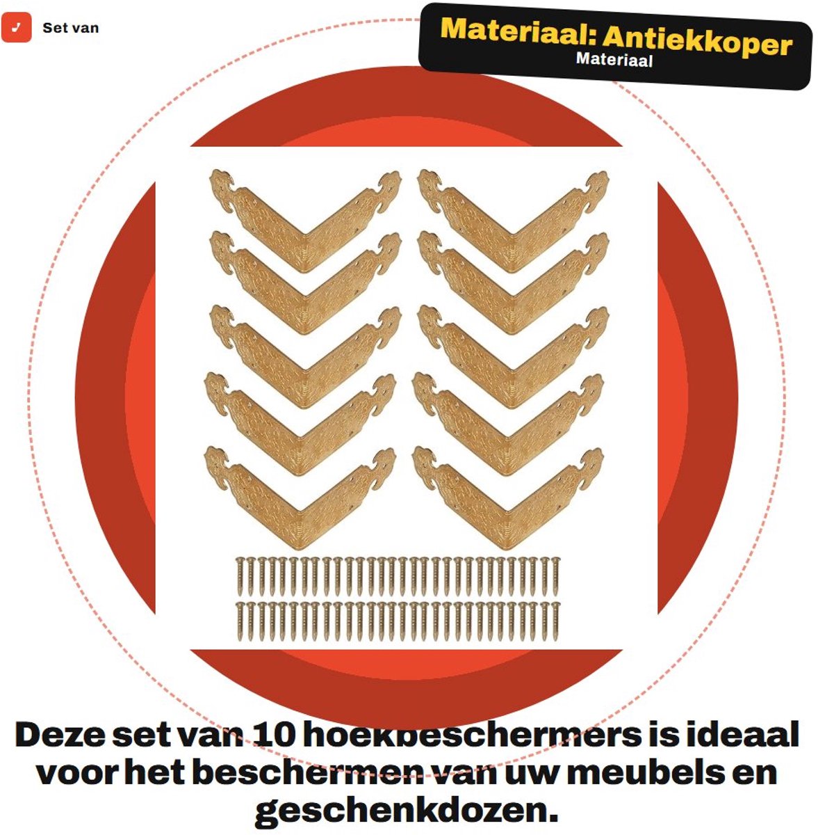Dailygoods- Hoekbeschermers 10 Sets - Antieke Koperen Randen - Meubels Beschermen - Decoratie - Multifunctioneel - Eenvoudig te Installeren - Meubelbeschermer