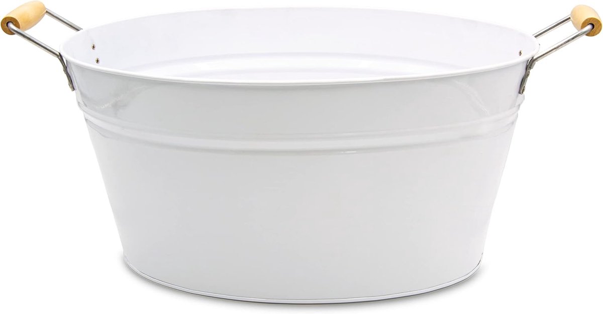 Plantenbak Waterbak - Mini vijver - Tuin decoratie - Verzinkt metaal - 39 cm lang - Wit