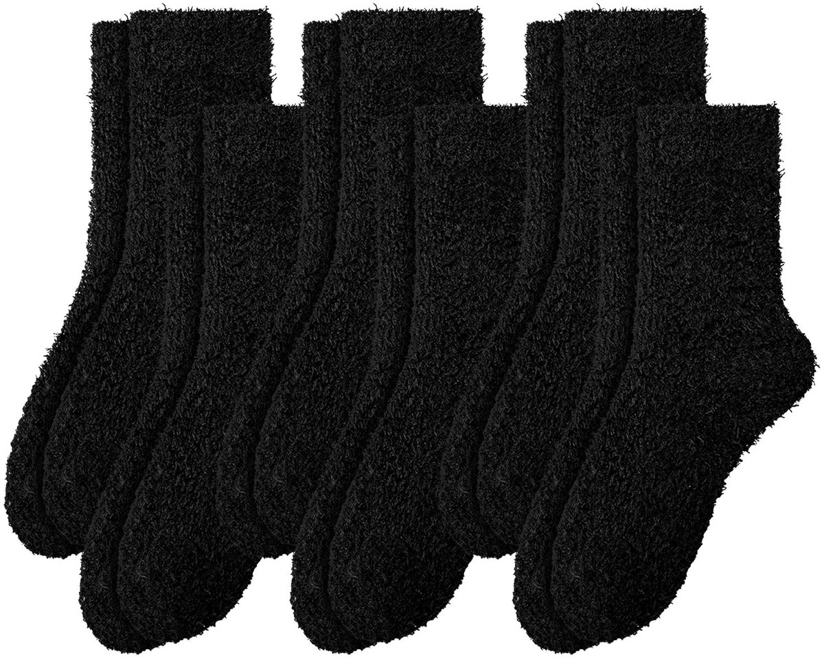 Dailygoods- Knuffelsokken 6 Paar - Thermosokken Dames 35-40 - Warme Sokken - Zwarte Sokken - Ademend - Zachte Stof