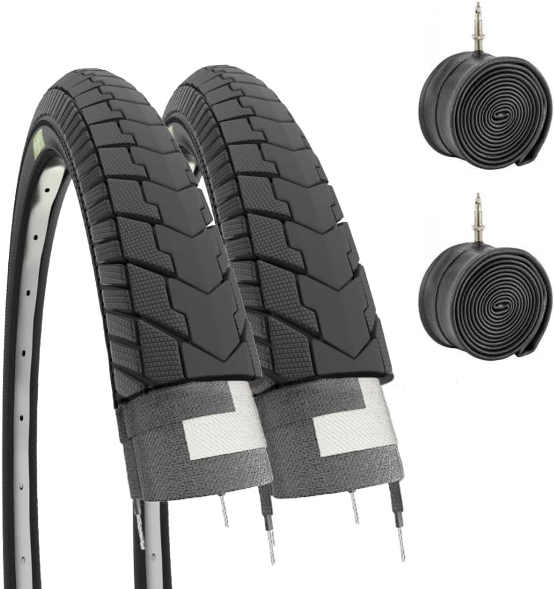 Fietsbanden Set - Buiten en binnen - Stadsverkeer - Butyl binnenbanden - 24 inch - Zwart