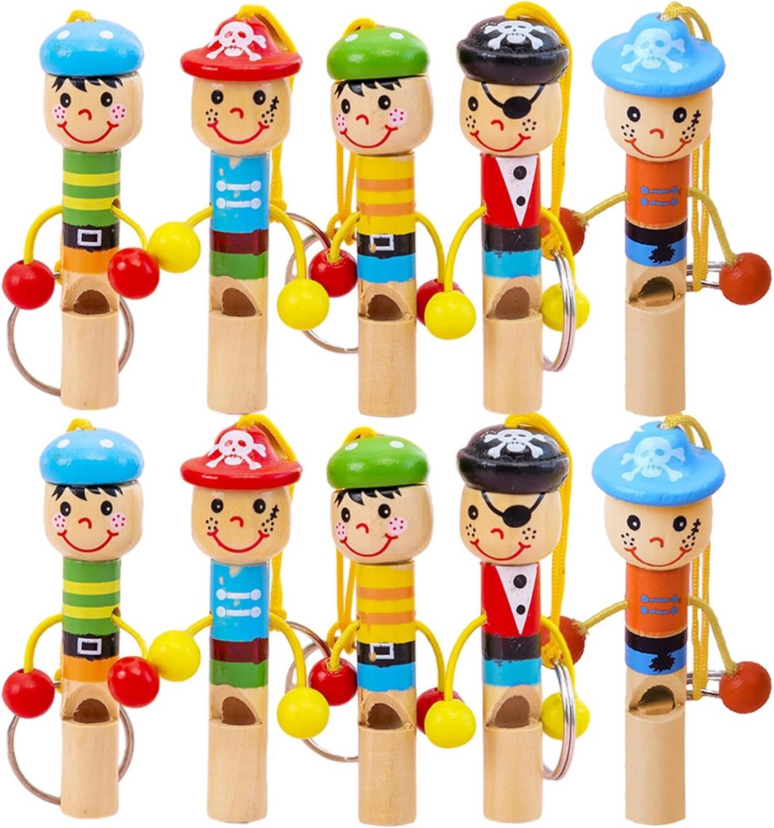 Houten Fluitje - Kinderspeelgoed - Muziek Ontwikkeling - Duurzaam Hout - 10 Stuks - Willekeurige Kleur