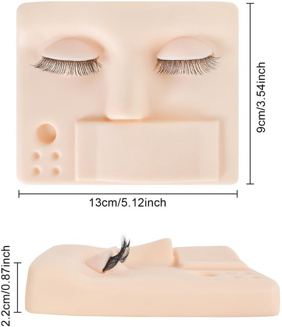 Dailygoods- Oefengezicht Siliconen - Wasbaar - Oefenhoofd Wimperverlenging - Lichtgewicht - 2 Stuks - 28 x 21 x 3,8 cm - Mannequin Hoofd van Dailygoods — afbeelding 2