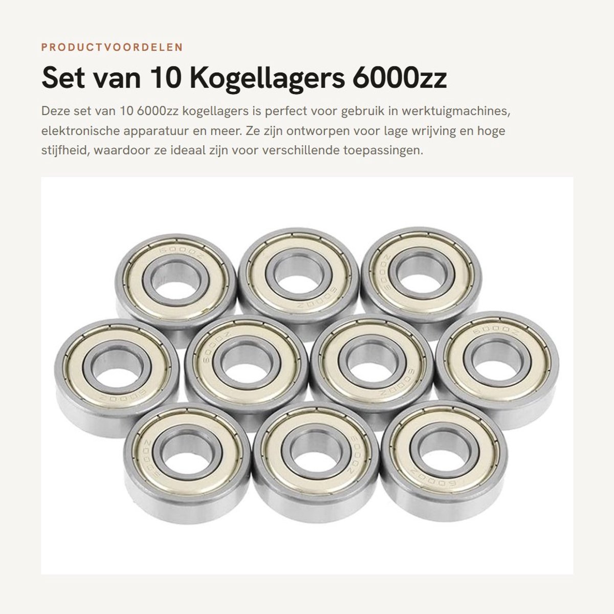Dailygoods - Set van 10 Kogellagers 6000zz voor Diverse Toepassingen