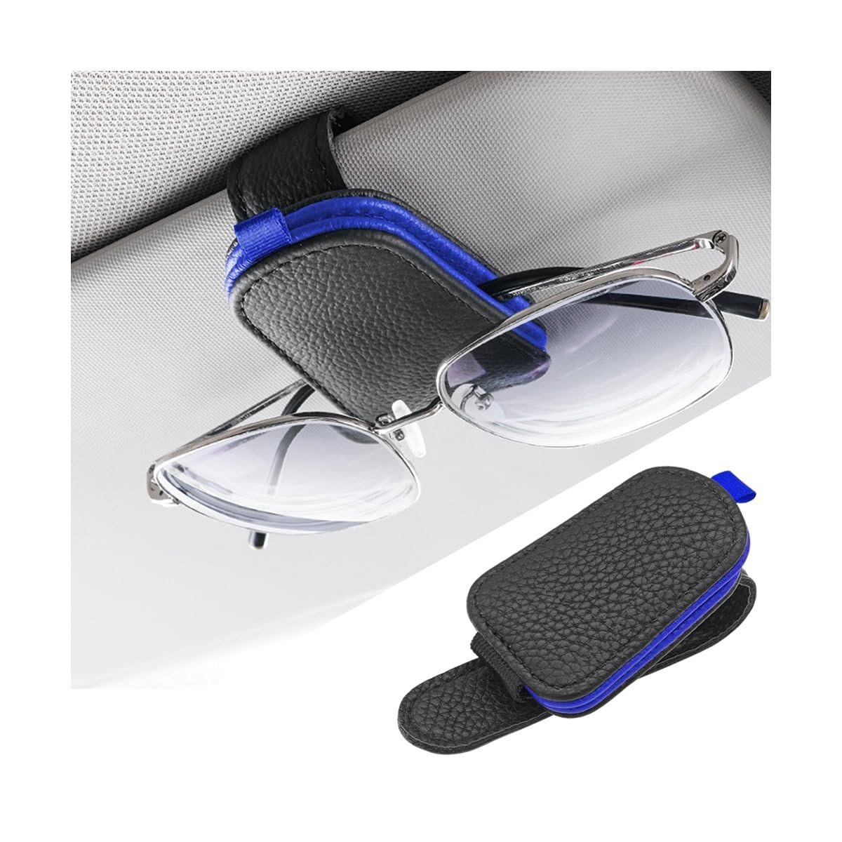 Dailygoods- Zonnebrilhouder Auto - 2-Pack - Magnetische Brillenbeugelclip - PU-leer - Universeel - Slijtvast en Duurzaam - Brilclip