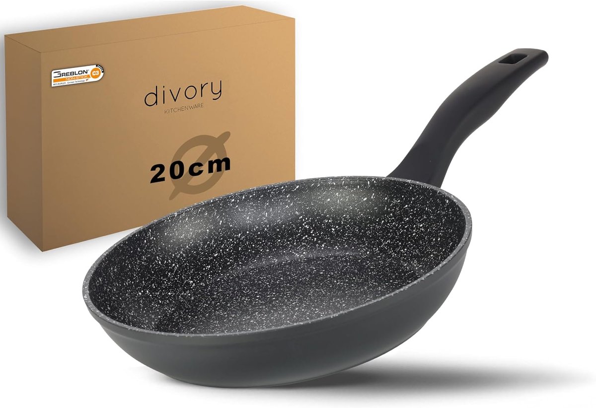 Koekenpan 20cm Kleine pan Gezond koken Antiaanbaklaag 1.2 liter Zwart
