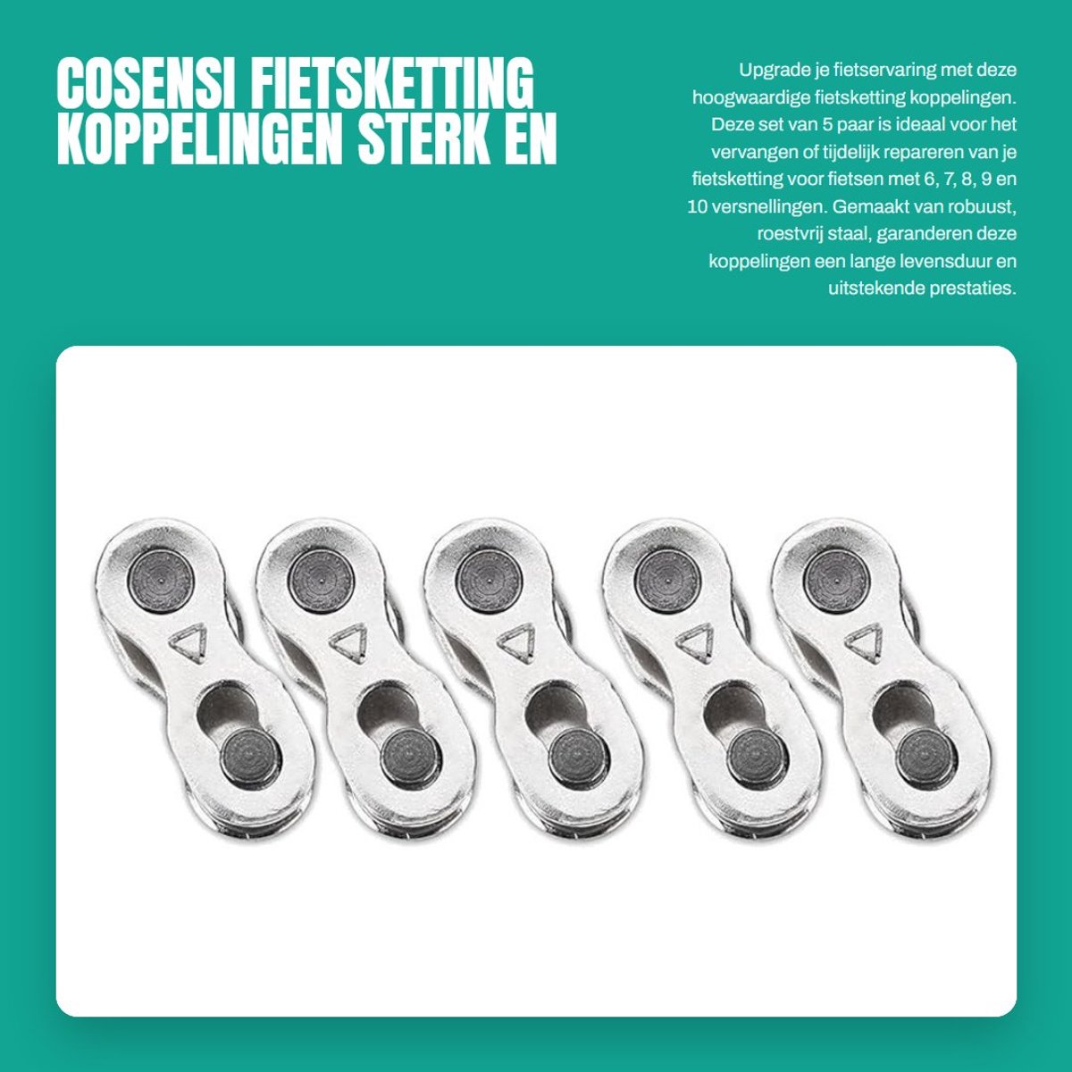 Dailygoods- Fiets Kettingschakels - 5 Paar - Hoogwaardig Staal - Schokbestendig - Roestvrij - Eenvoudig te Gebruiken - Sterke Treksterkte tot 950 kg - Fiets Ketting