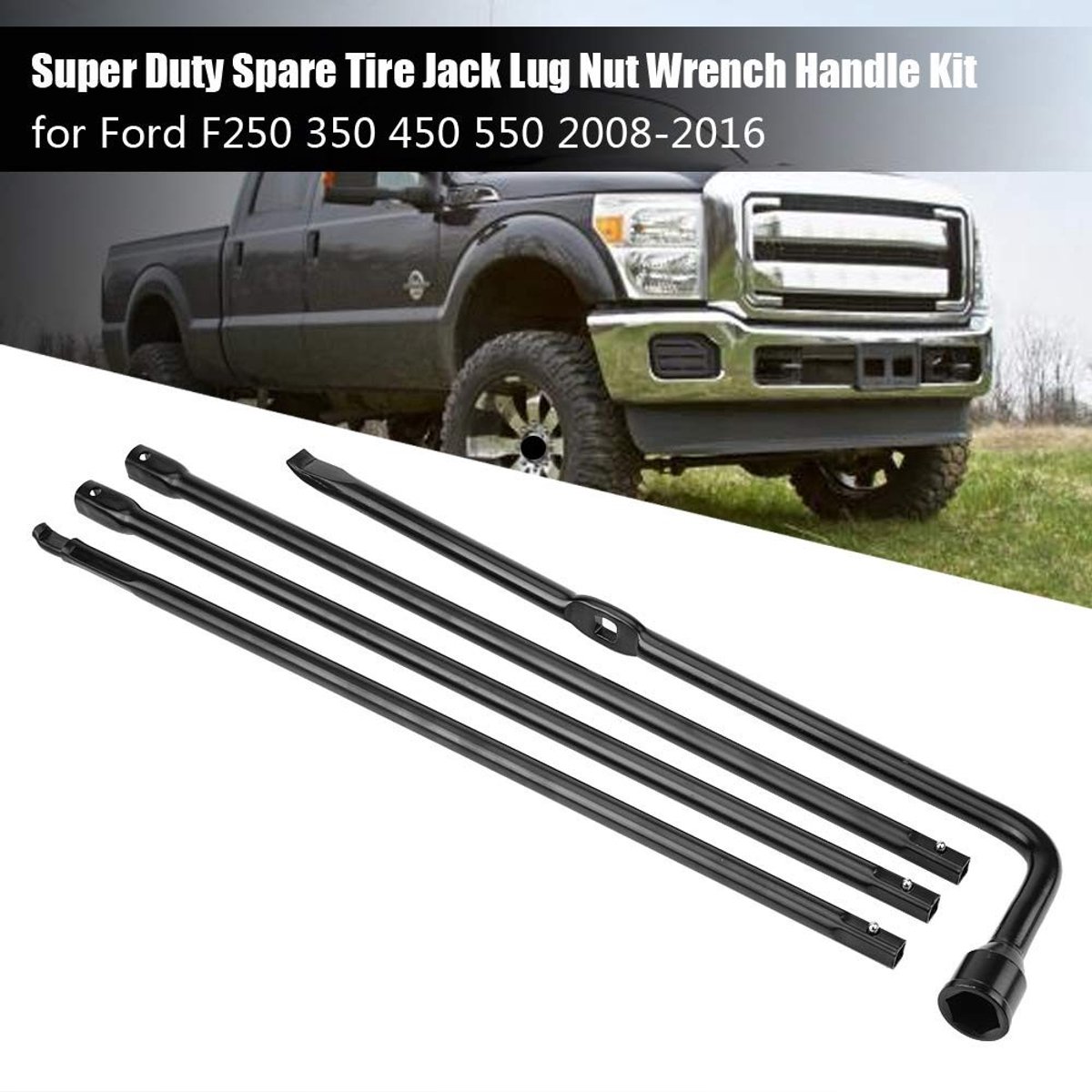 Dailygoods- Reservewielmoersleutel Super Duty - Moersleutelset - Handgreepset - Geschikt voor F-450/F-550 2008-2016 - Inclusief leren beschermhoes - Materiaal: ijzer - Moersleutel