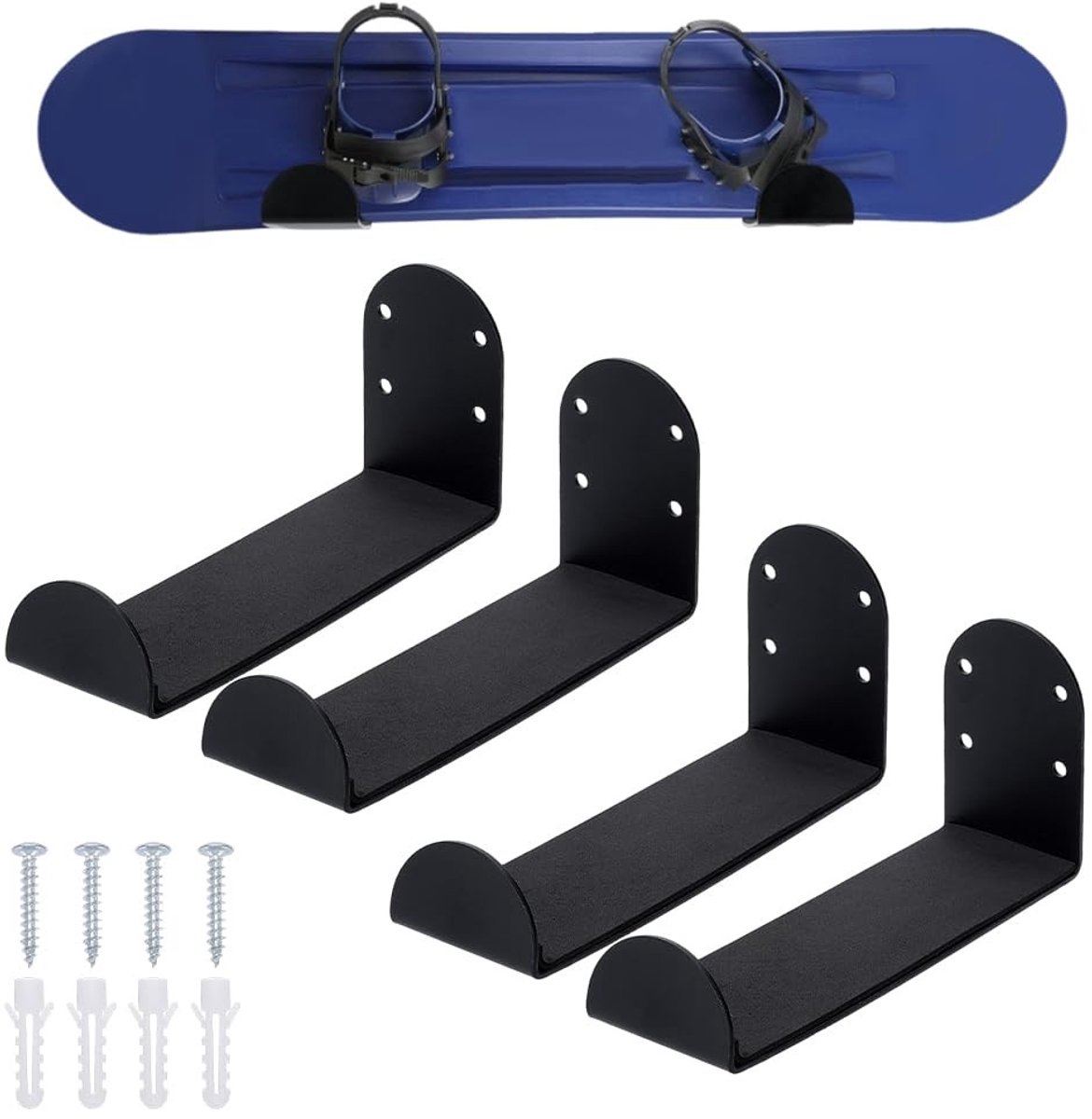 Dailygoods- Wandhouder Robuust - Wandhouder Ski/Snowboard - Zwart Roestvrij Staal - 16,8 x 5,1 x 7,8 cm - Elegante Vitrine - Ruimtebesparend - Skiopbergers