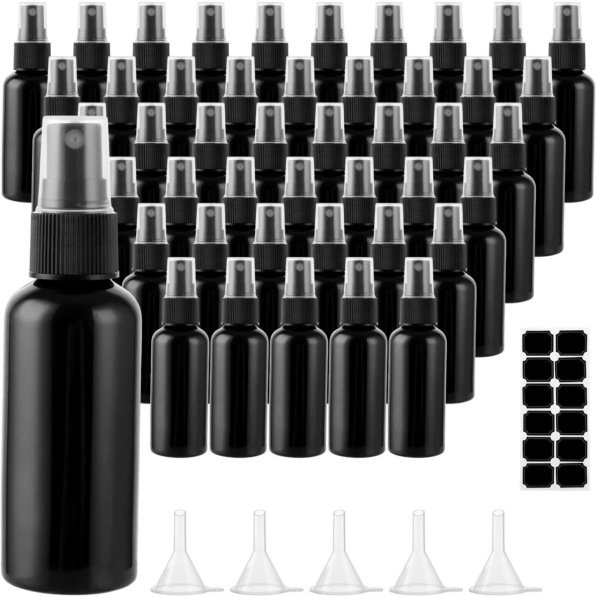 Dailygoods- Spuitfles 60 ml - 60 Stuks - Lege Kunststof - Herbruikbaar - Parfumverstuiver - Reisfles - Inclusief 5 Trechters - Verstuiver