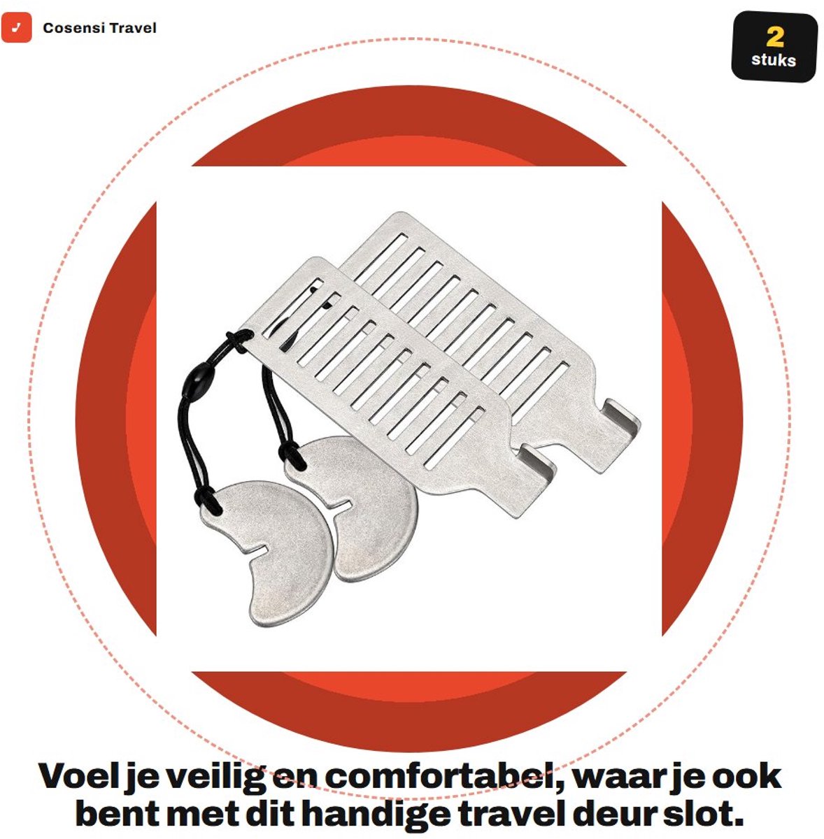 Dailygoods- Deurslot Extra Beveiliging - Deurslot Binnendeur - Deurslot voor Hotel - Deurslot voor Appartement - Deurslot voor Reizen - Stalen Materiaal - 2 Stuks