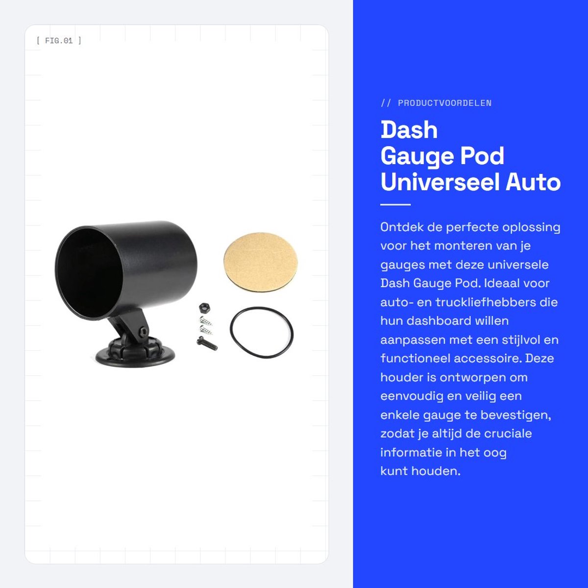 Dailygoods- Gauge Pod Universeel - 2 Inch/52mm - Zwart - Dashboard Houder - Schokbestendig - Lichtgewicht - Duurzaam Materiaal - Dashboardhouder