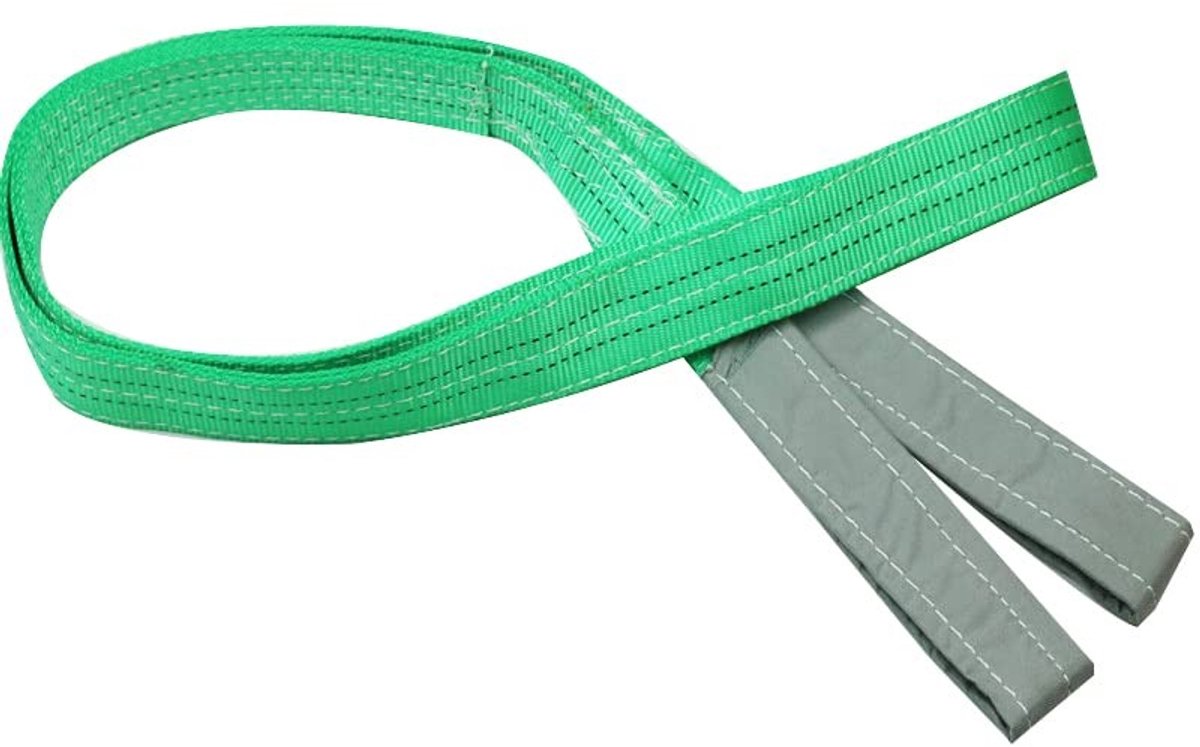 Dailygoods- Hefband Zware Gebruik - Platte Sling - Polyester - Versterkte Hefogen - 1000kg/1 Ton - 2 Meter - Antislijtagebehandeling - Hefsling