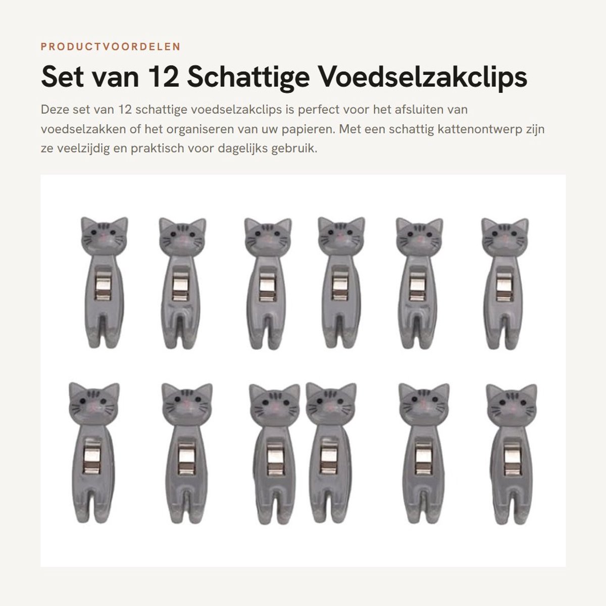 Dailygoods- Kapa 12 Stuks - Voedselzakclips - Metalen Bevestigingsclips - Schattige Wasknijpers - Lichtgewicht - Uitstekende Afwerking - Zakclips