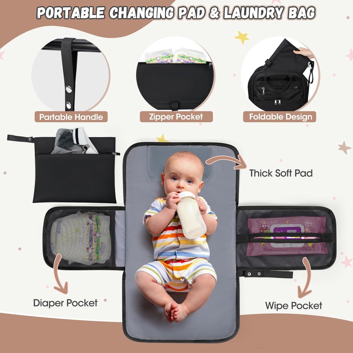Dailygoods- Luiertas Groot - Multifunctioneel - Rugzak met Aankleedkussen - Waterdicht - 20 Compartimenten - Duurzaam Materiaal - Babytas – foto 4
