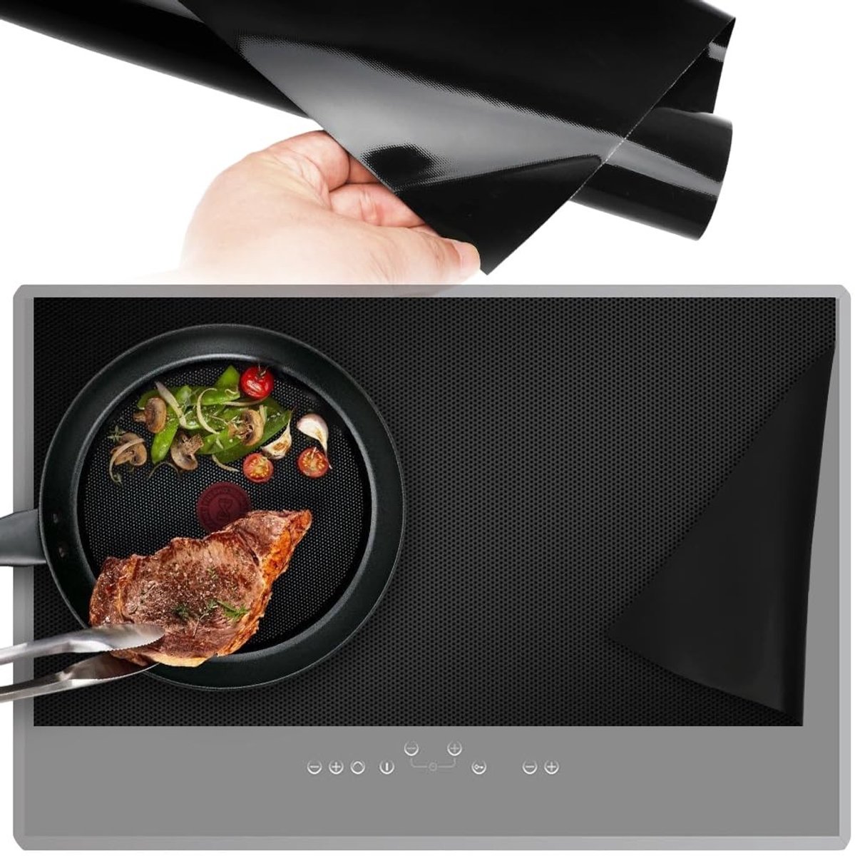 Dailygoods- Inductiekookplaat Beschermmat Hittebestendig - Siliconen Mat - Antislip - Vaatwasmachinebestendig - 78x52 cm - Verlengt Levensduur - Kookplaatmat