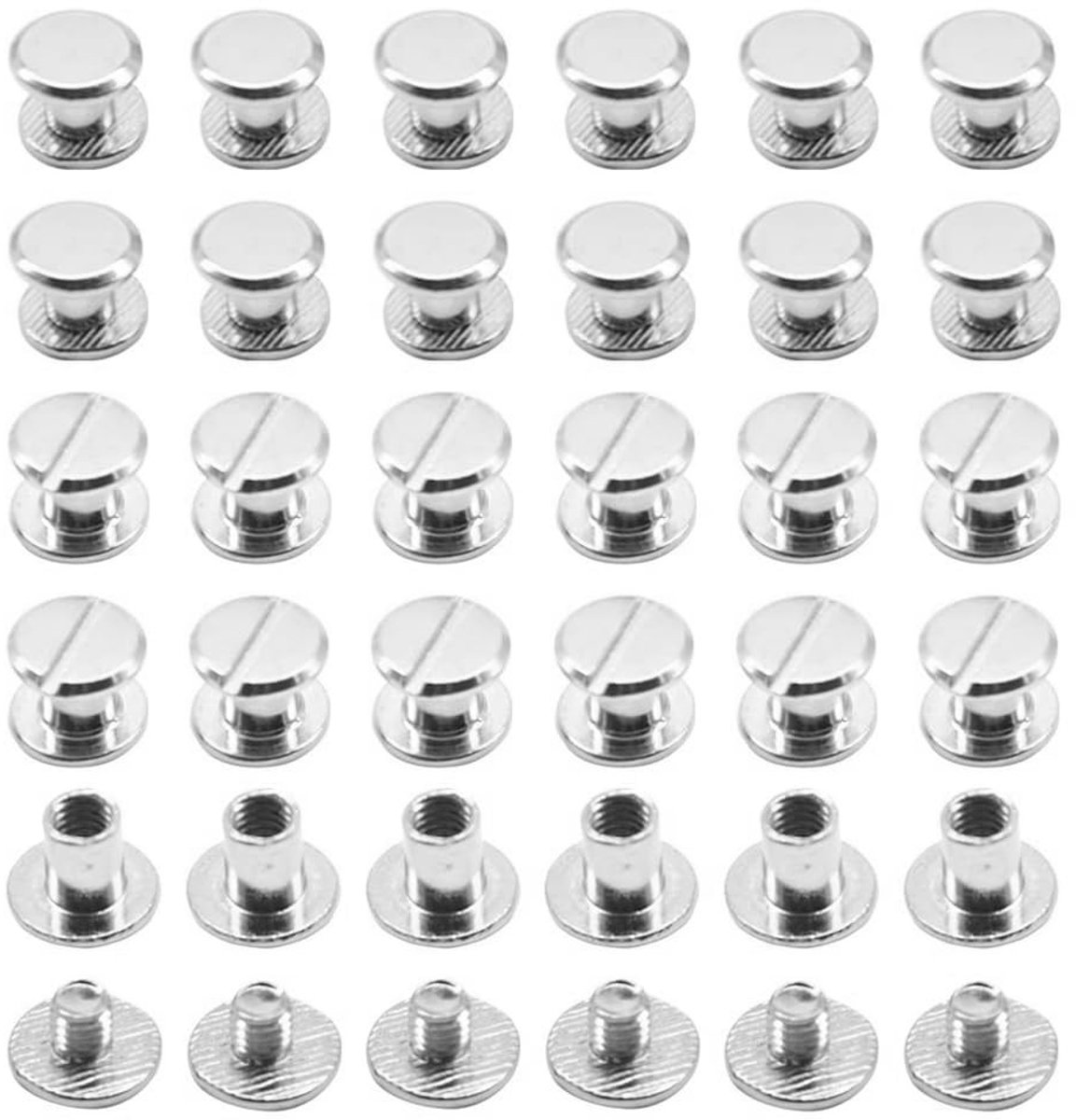 Dailygoods- Schroeven Set van 30 - Chicago Schroeven - Roestvrij Staal - Platte Kop - Moeren 5mm - Anticorrosie - Voor Doe-het-zelfprojecten - Bindingbout
