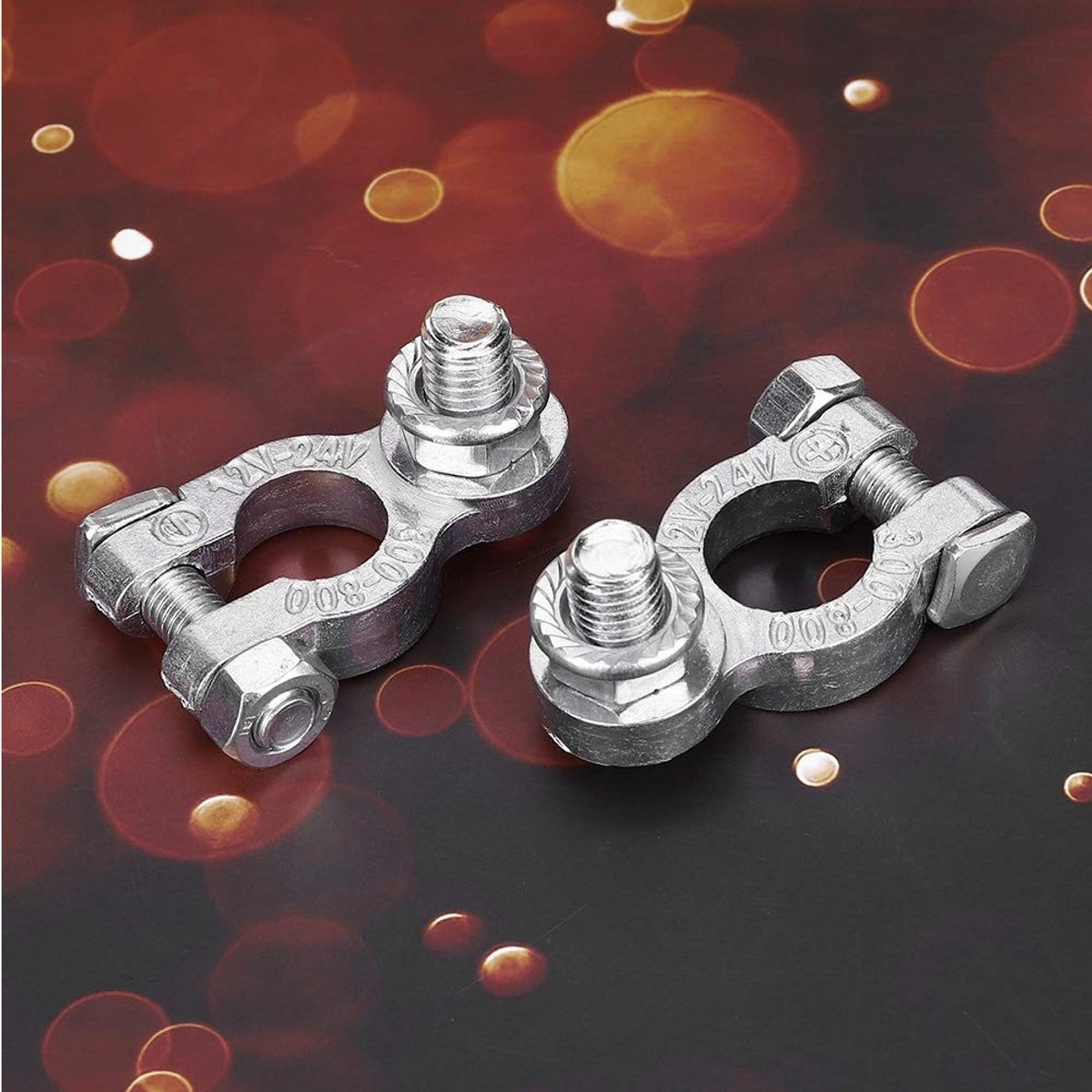 Dailygoods - Aluminium Accuterminals 10mm - Universele Positieve en Negatieve Terminals - Betrouwbaar en Duurzaam - Ideaal voor Auto en Motor - Gemakk...