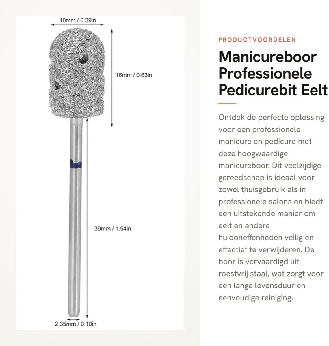 Dailygoods - Manicureboor - Professionele Pedicurebit - Eelt Boor voor Voeten - Roestvrijstaal - Nagel Art Gereedschap - Geschikt voor de meeste nagel...