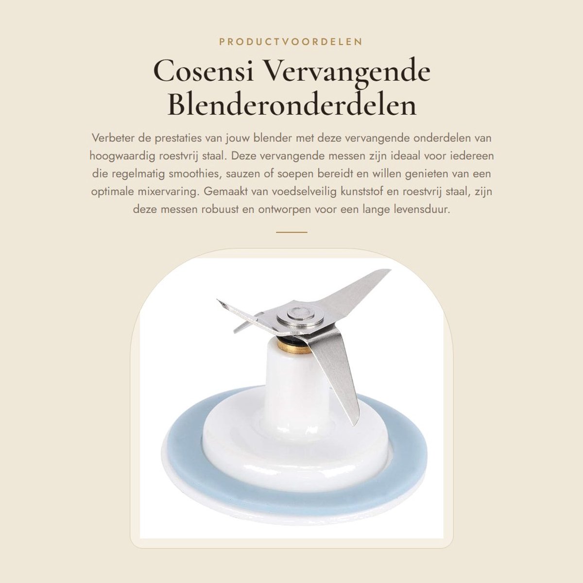Dailygoods- Blenderblad Vervangend Onderdeel - Roestvrij Staal - 3 Stuks - Voedselveilig Kunststof - BPA-vrij - Eenvoudig te Installeren - Blendermes