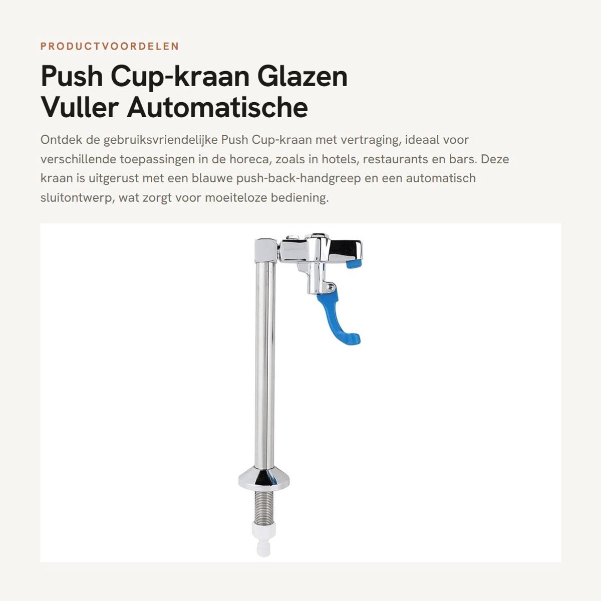 Dailygoods- Glazen Vuller met Voetstuk - Push Cup-Kraan - Verstelbare Flens - Automatisch Sluitontwerp - Geschikt voor Keukenkranen - Gatafstand 4-8 Inch - Waterkraan