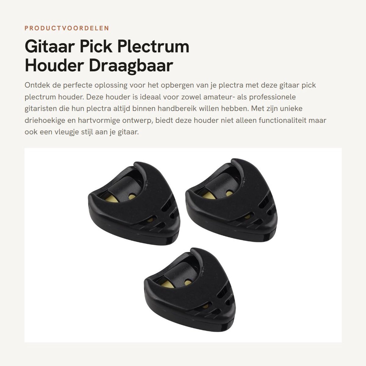 Dailygoods- Gitaar Plectrum Houder - 3 Stuks - Kunststof - Veerbelast - Draagbaar - Eenvoudig te Bevestigen - Willekeurige Kleur - Plectrumhouder