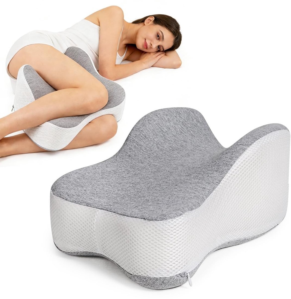 Dailygoods- Kniekussen Orthopedisch - Beenkussen voor Zijslapers - Ergonomisch Heupkussen - Ondersteuning voor Benen en Knieën - Wasbare Overtrek