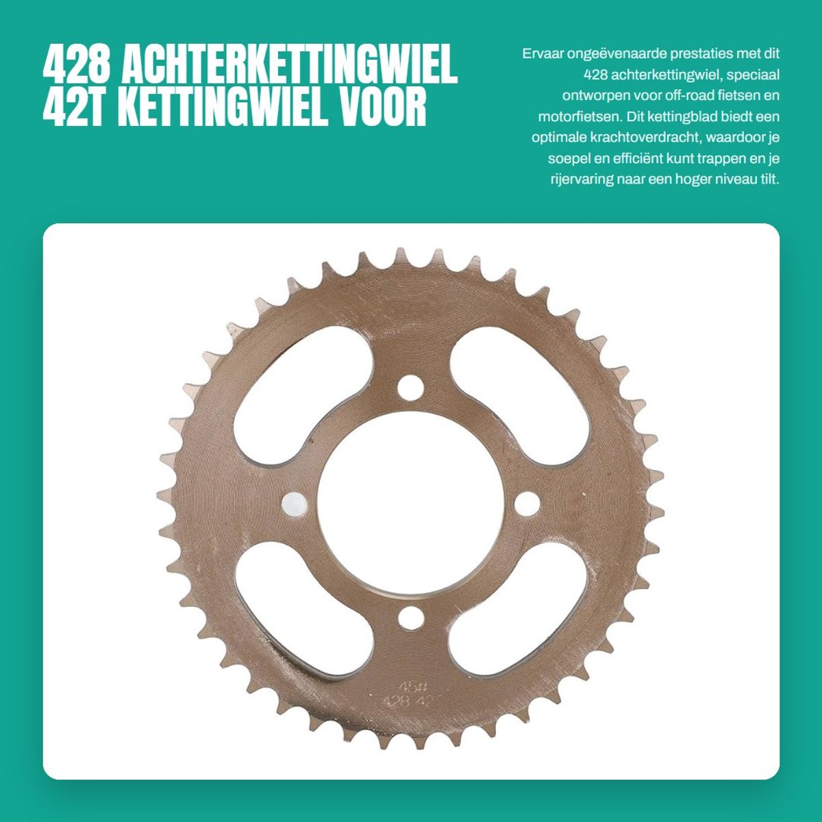 Dailygoods- Achterkettingwiel 42T - Stalen Constructie - Antieke Bronzen Afwerking - Off-road Fietsen - Motorfietsen - Optimale Krachtoverdracht - Achtertandwiel
