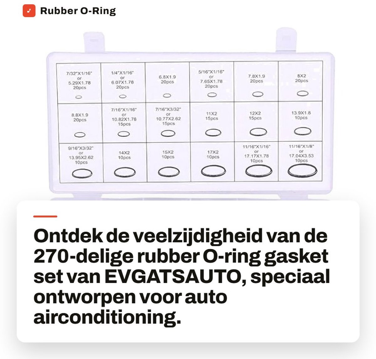 Dailygoods - Rubber O-Ring Set - 270-delige set voor auto airconditioning - duurzaam en veelzijdig - geschikt voor reparaties - ideaal voor onderhoud...
