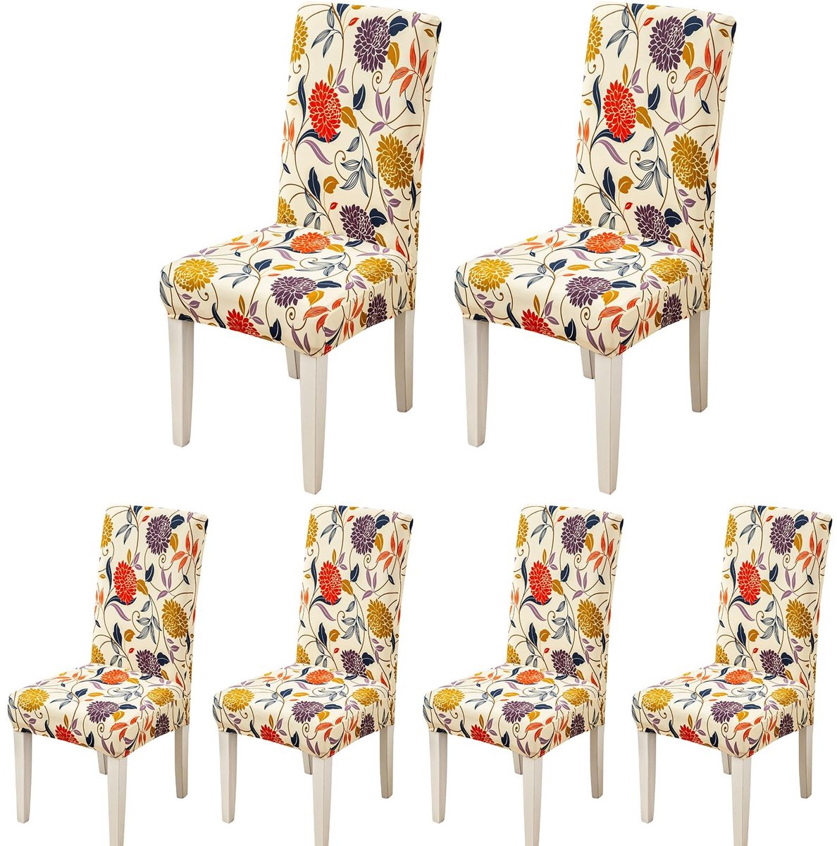 Dailygoods- Stoelhoezen Eetkamerstoelen 6 Stuks - Elastisch - Wasbaar - Decoratieve Besche