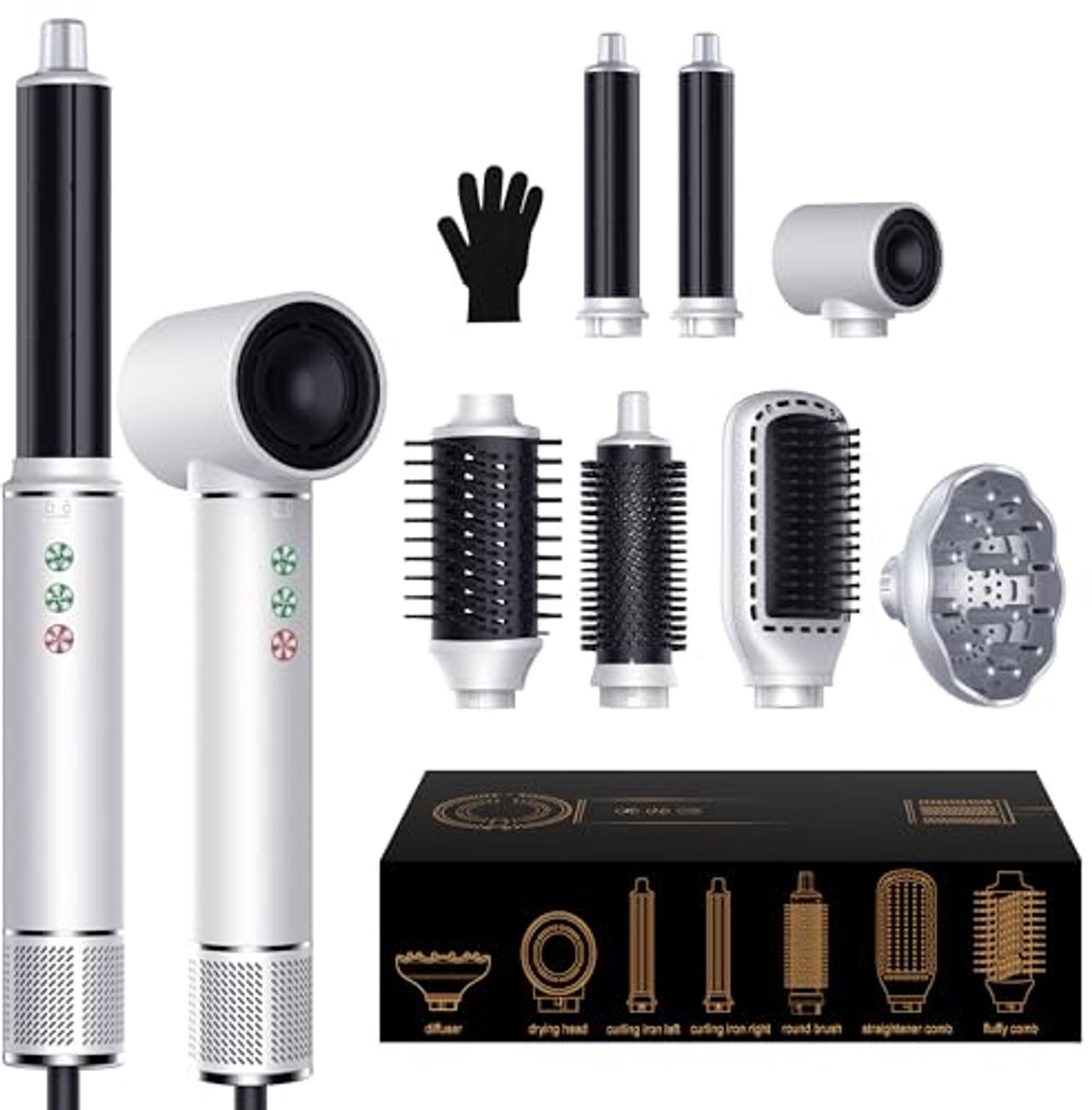 Haarstyler Set - Hot Air Styler - Professioneel Stylen - 7-in-1 Functionaliteit - 26 x 8 x 12 cm - Wit