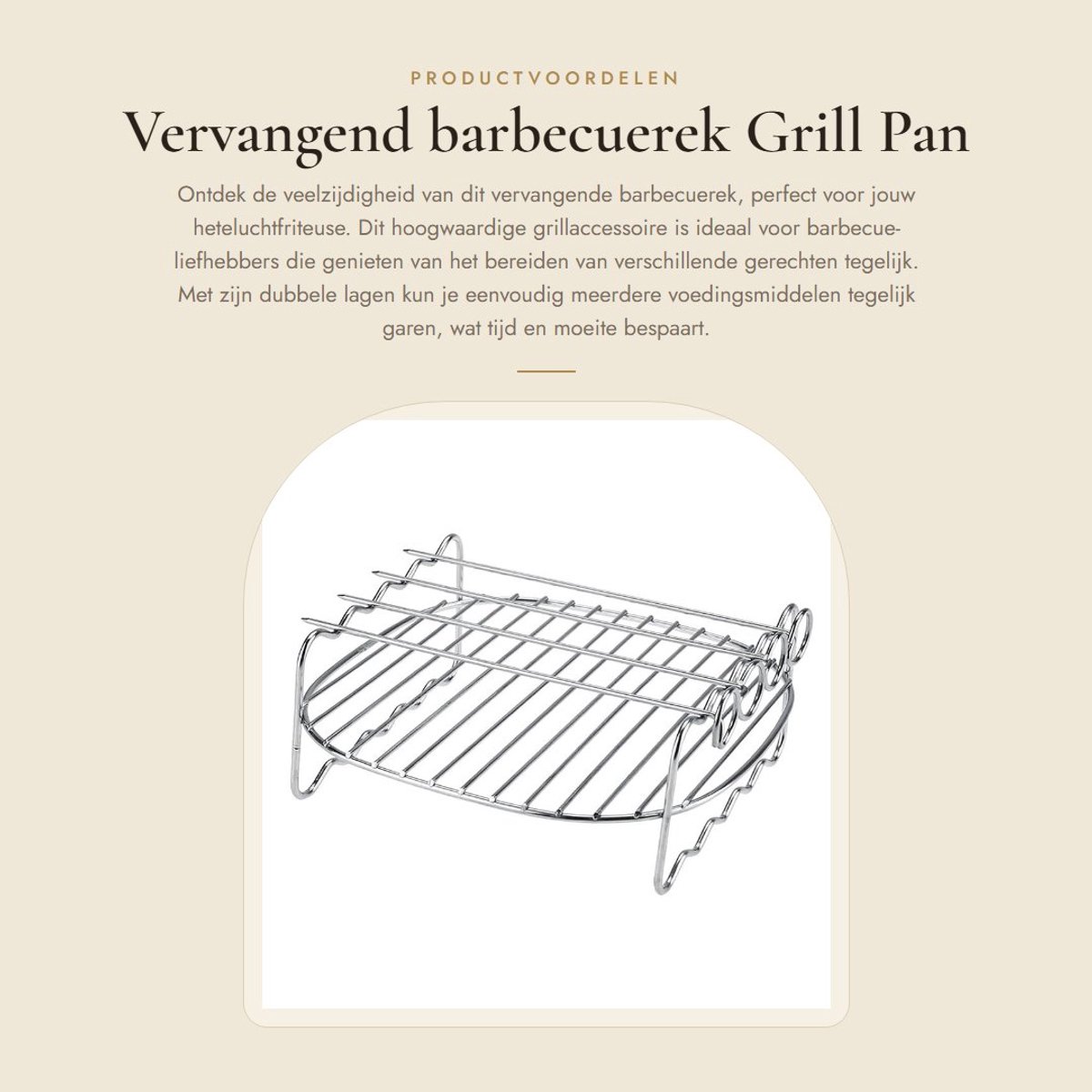 Dailygoods- Barbecuerek Hoogwaardig Roestvrij Staal - Dubbellaags - Geschikt voor Airfryer - Niet-klevend - Vaatwasmachinebestendig - Handig voor Buitenbarbecue - Grillplaat