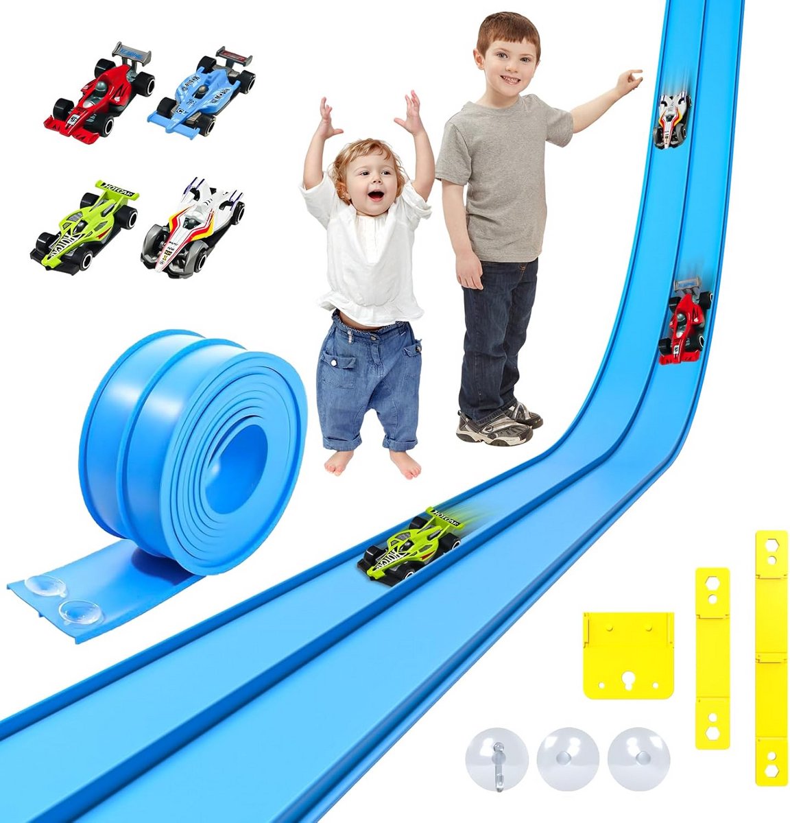 Flexibele racebaan - Speelgoed snelweg - Creatief spelen - Met zuignappen - 39 meter - Multicolor