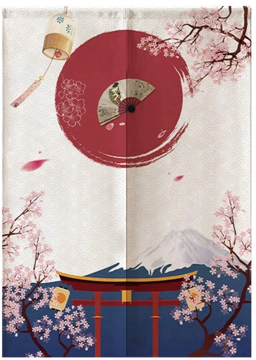 Dailygoods- Deurgordijn 100% nieuw - Polyester - 85 x 120 cm - Japanse stijl - Decoratief