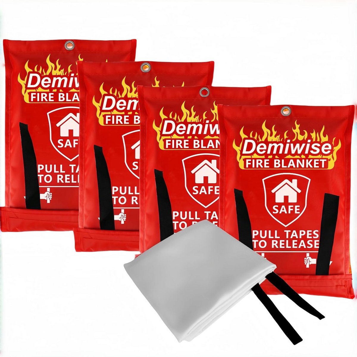 Branddeken Set - Brandwerende Dekens - Veiligheid Thuis - Glasvezel Isolatie - 4 Stuks - Wit