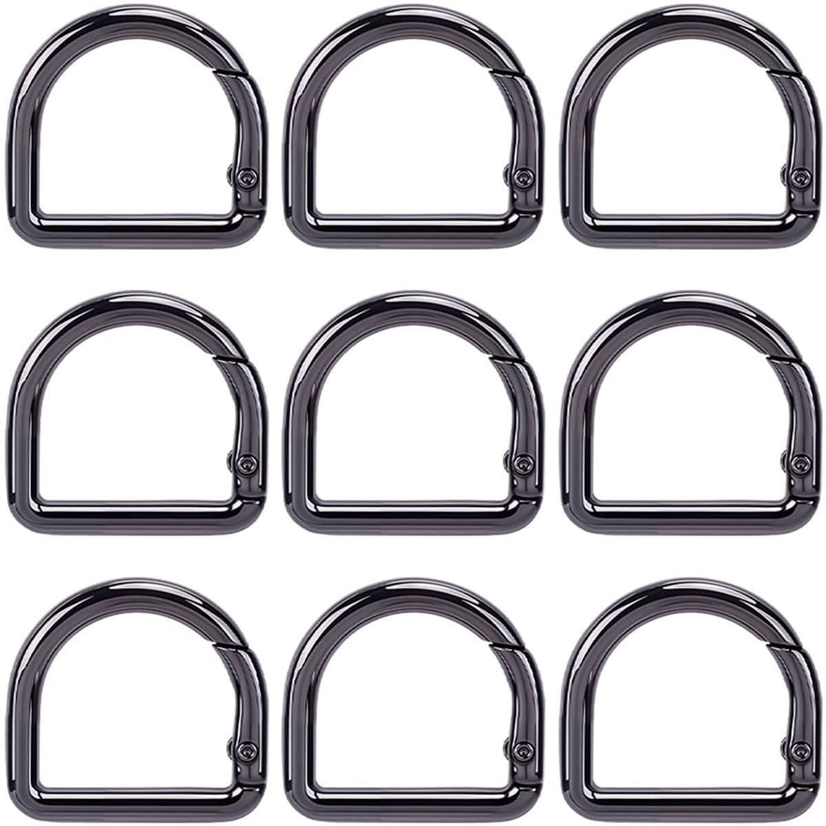 Dailygoods - Set van 12 D-ring Karabijnhaken voor Sleutelhangers en Tassen