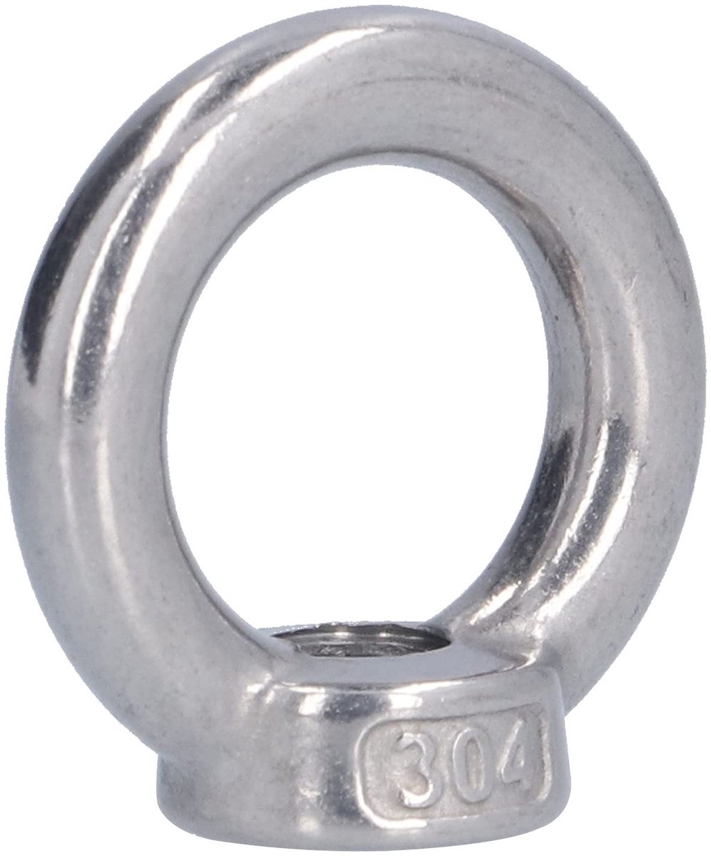 Dailygoods- Hijsoogmoer Roestvrij Staal - 10 Stuks - Schroefdraadmoer - Ringvorm - Technische Kranen - Hooggepolijst - Oogmoer