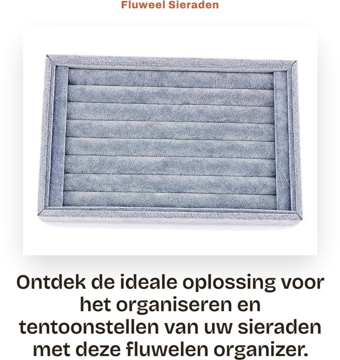 Dailygoods- Oorbellenhouder Fluweel - Sieraden Organizer - Oorbellen Display - Ring Compartimenten - 8 Sleuven - 23 cm x 15 cm - Sieradenorganizer