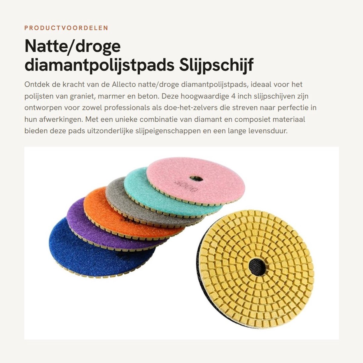Dailygoods- Diamantpolijstpads 100 mm - Slijpschijven 125 mm - Graniet/marmer/beton polijsten - Natte/droge slijpschijf - Sterk slijpkracht - Geen kleur achtergelaten