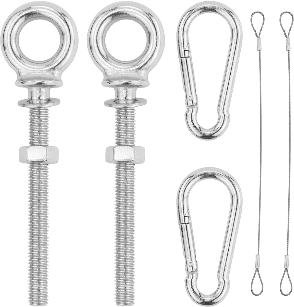 Dailygoods- Ringbouten 2 Stuks M8 x 80 mm - Oogschroeven - Bevestigen/Ophangen - Draadkabel/Karabijnhaken - Goed Draagvermogen - Eenvoudig te Installeren - Oogbouten
