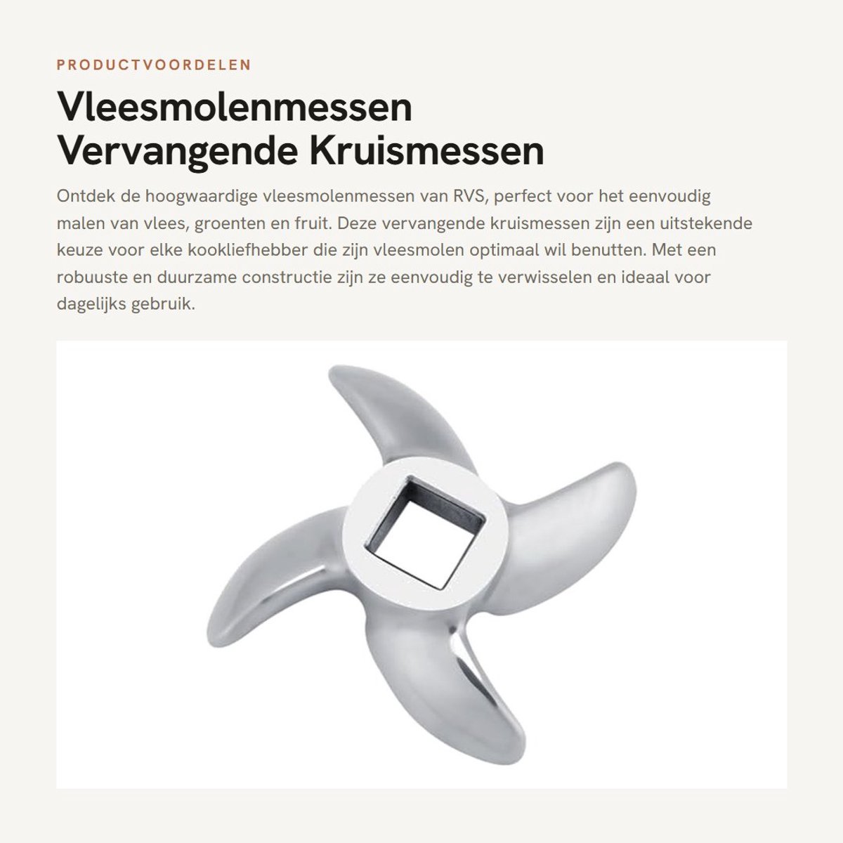 Dailygoods- Vleesmolenmessen RVS - Vervangende Kruismessen - Duurzaam Lemmet - Geschikt voor Vleesmolen - Eenvoudig te Verwisselen - Hoogwaardige Kwaliteit - Vleesmaler