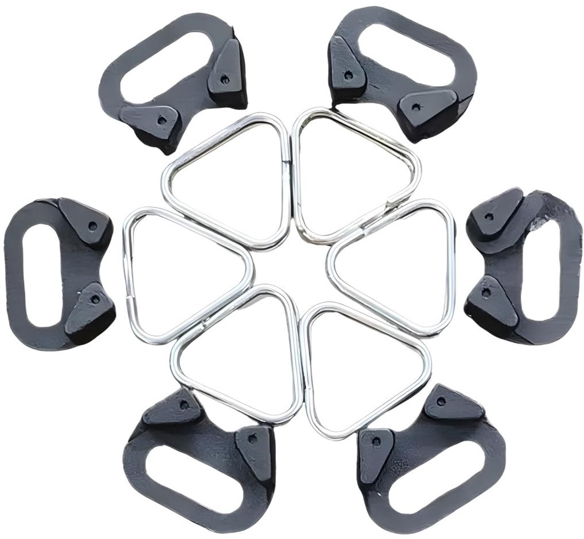 Dailygoods- Camerariem Ringen - 6 Stuks - Driehoekige Ringen - Roestvrij Staal - Beschermdoppen - Geschikt voor DSLR/SLR - Cameraaccessoires