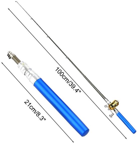 Dailygoods- Hengel Lichtgewicht - Telescopische Hengel - Verstelbaar Viswiel - Zoutwater/Zoetwatervissen - 1m Open Lengte - Stevig Glasvezel - Visstok van Dailygoods — afbeelding 4