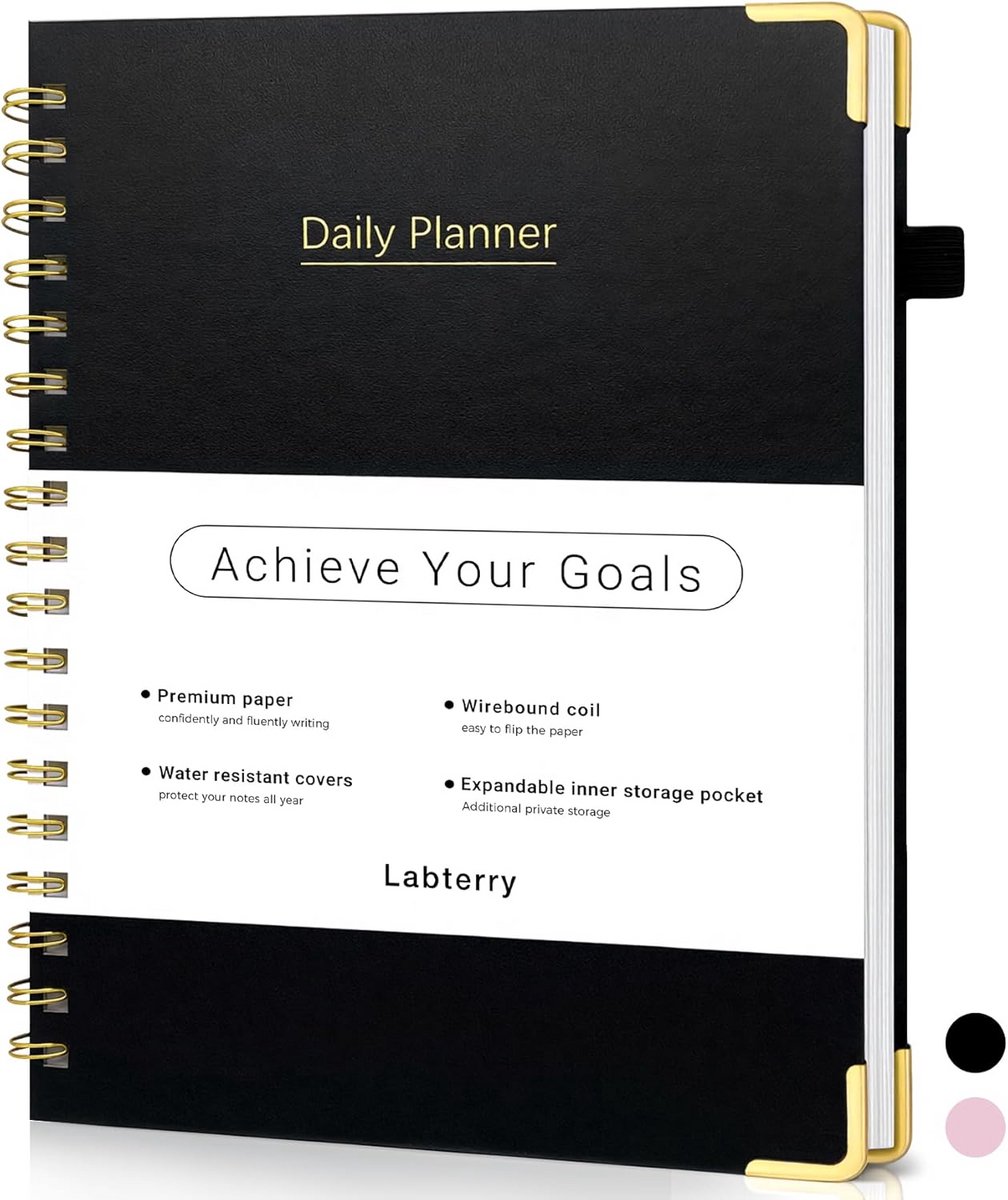Dagelijkse Planner - Agenda Notitieboek - Taken Organiseren - OngeДатаte Pagina's - 17 x 25 cm - Zwart