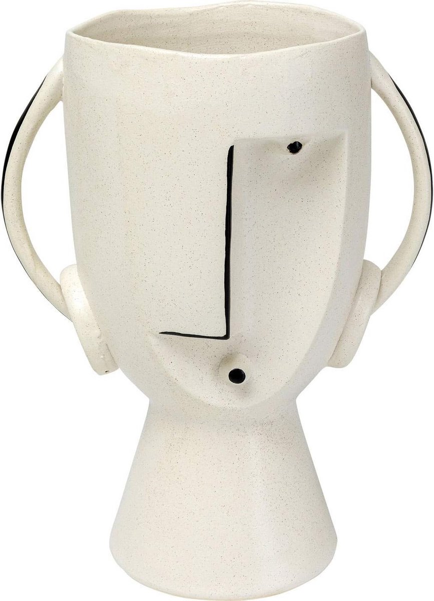 Vaas Face Pot - Decoratieve Vaas - Woonkamer Decoratie - Aardewerk Materiaal - 30 cm - Grijs