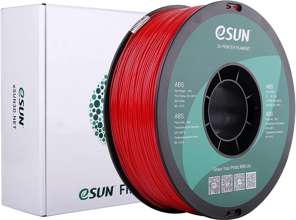 3D Printer Filament - ABS Plus Materiaal - Objecten Printen - Verbeterde Taaiheid - 1KG Spoel - Donkerrood