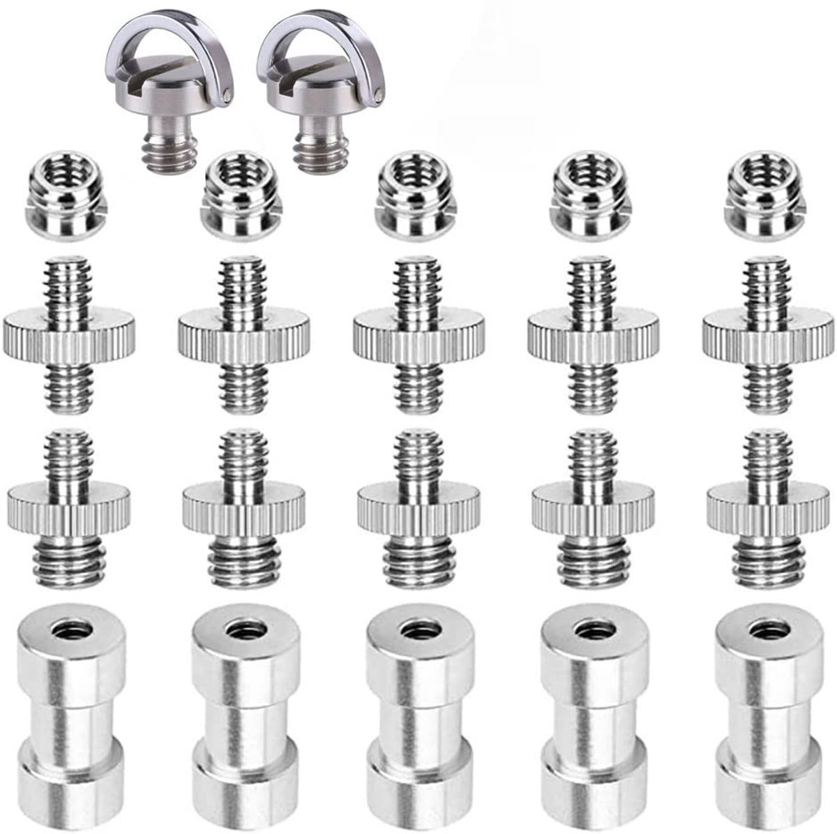Dailygoods - Statiefadapter - Schroefadapters - 22 Pack - Metalen schroeven - Geschikt voor camera's - 1/4 en 3/8 inch